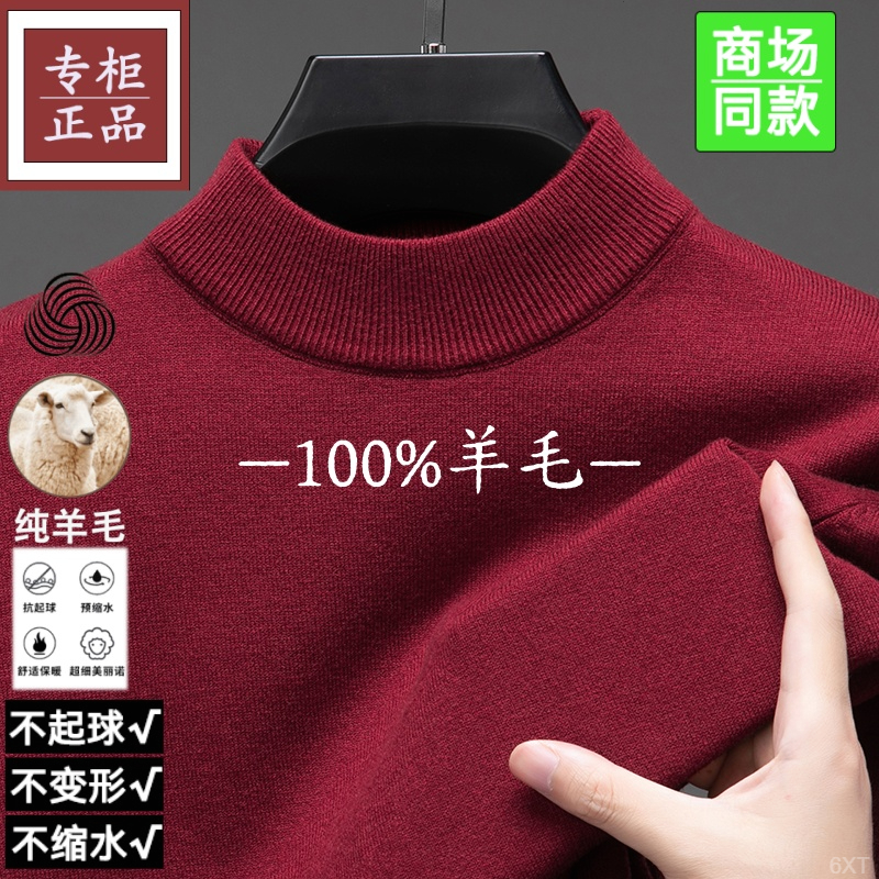 【商场同款】鄂尔多市产100%羊毛秋冬男士新款舒适保暖半高领毛衣