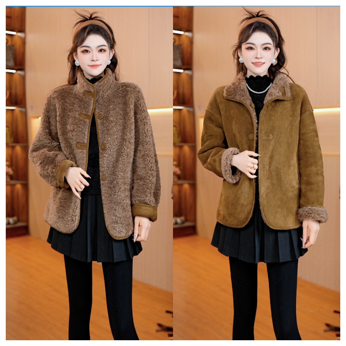 W111-3双面穿100%羊毛外套