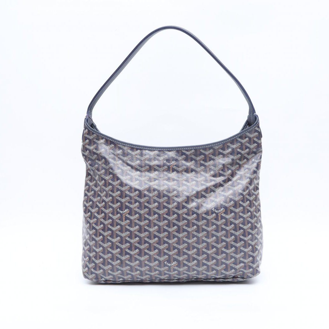 99新 Gaoy/戈雅 小花柳 Boheme Hobo Bag 子母腋下包 墨蓝色银扣