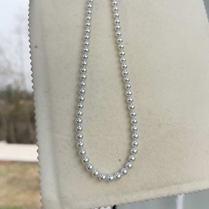 淡水珍珠颈饰银S925镶嵌5-6无核极光镜面正圆无暇冷白