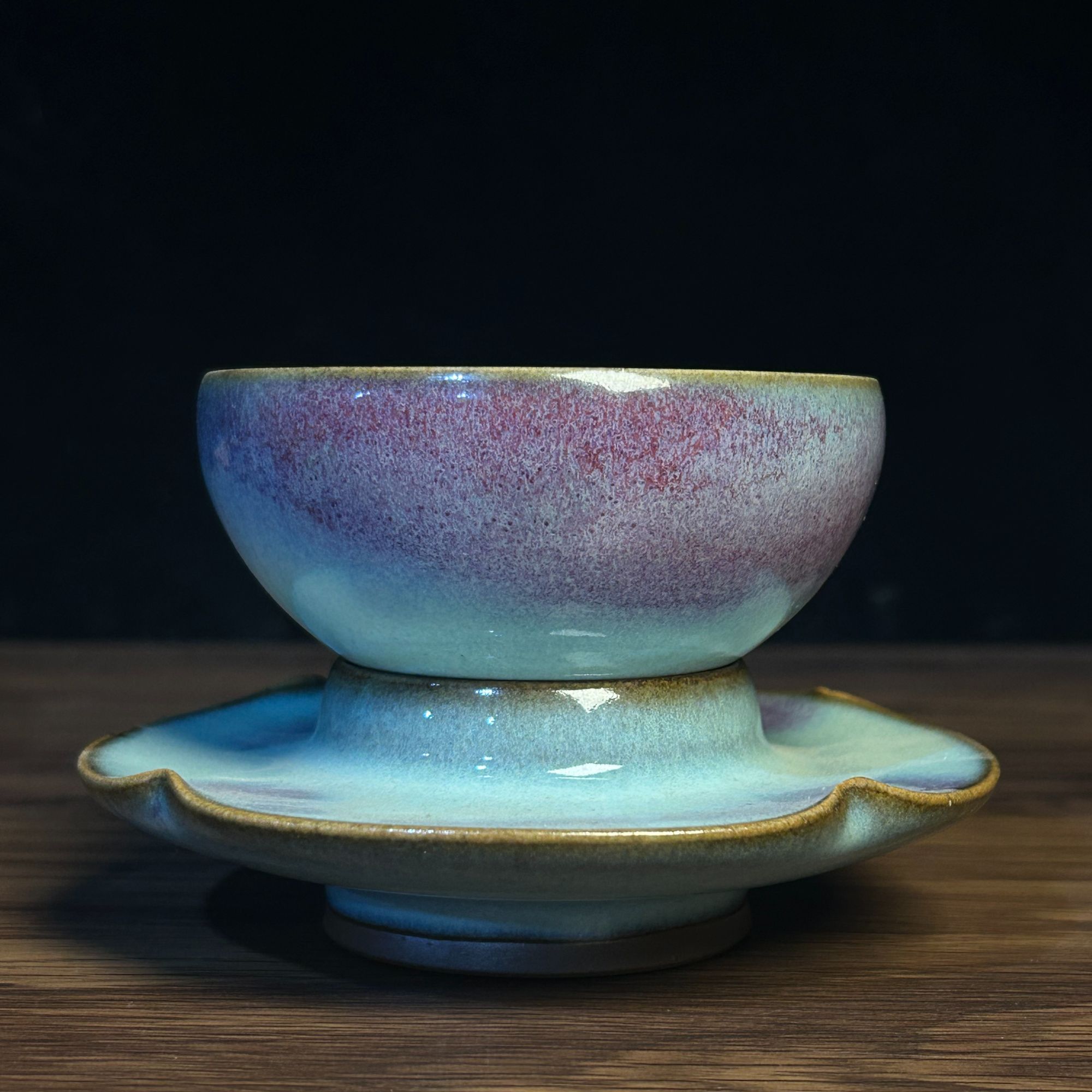 【鸡心盏】孤品蓝釉紫斑钧瓷纯手工品质高货主人杯