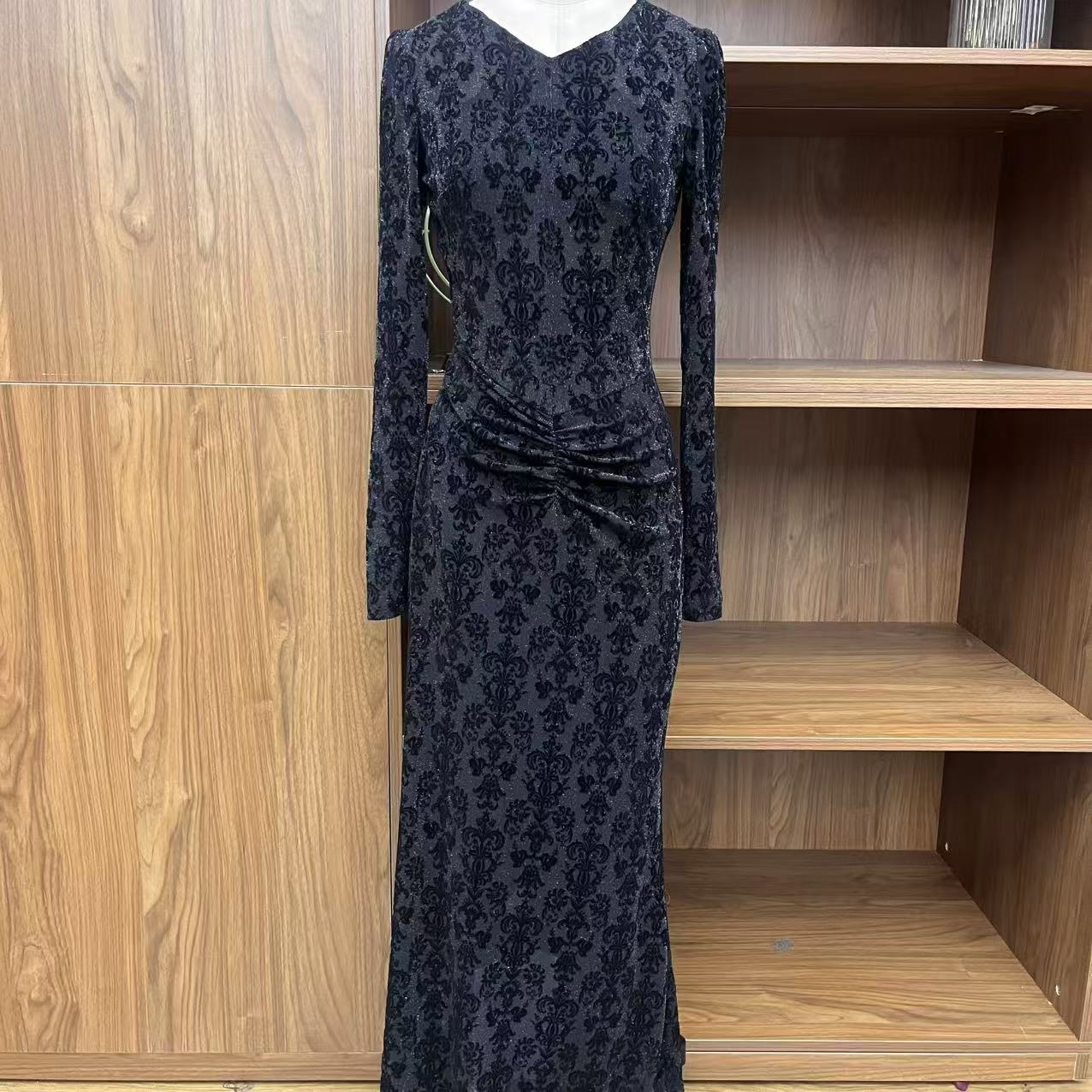 【火火】南法旧梦冬季新款高级法式气质显瘦鱼尾连衣裙-YL11208