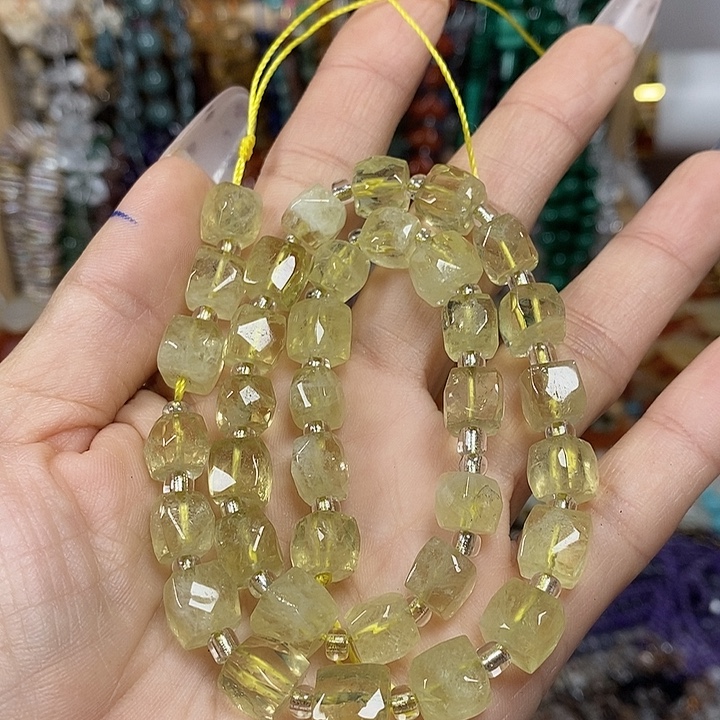 玛瑙/玉髓未镶嵌珠宝半成品天然柠檬晶切面卡8mm