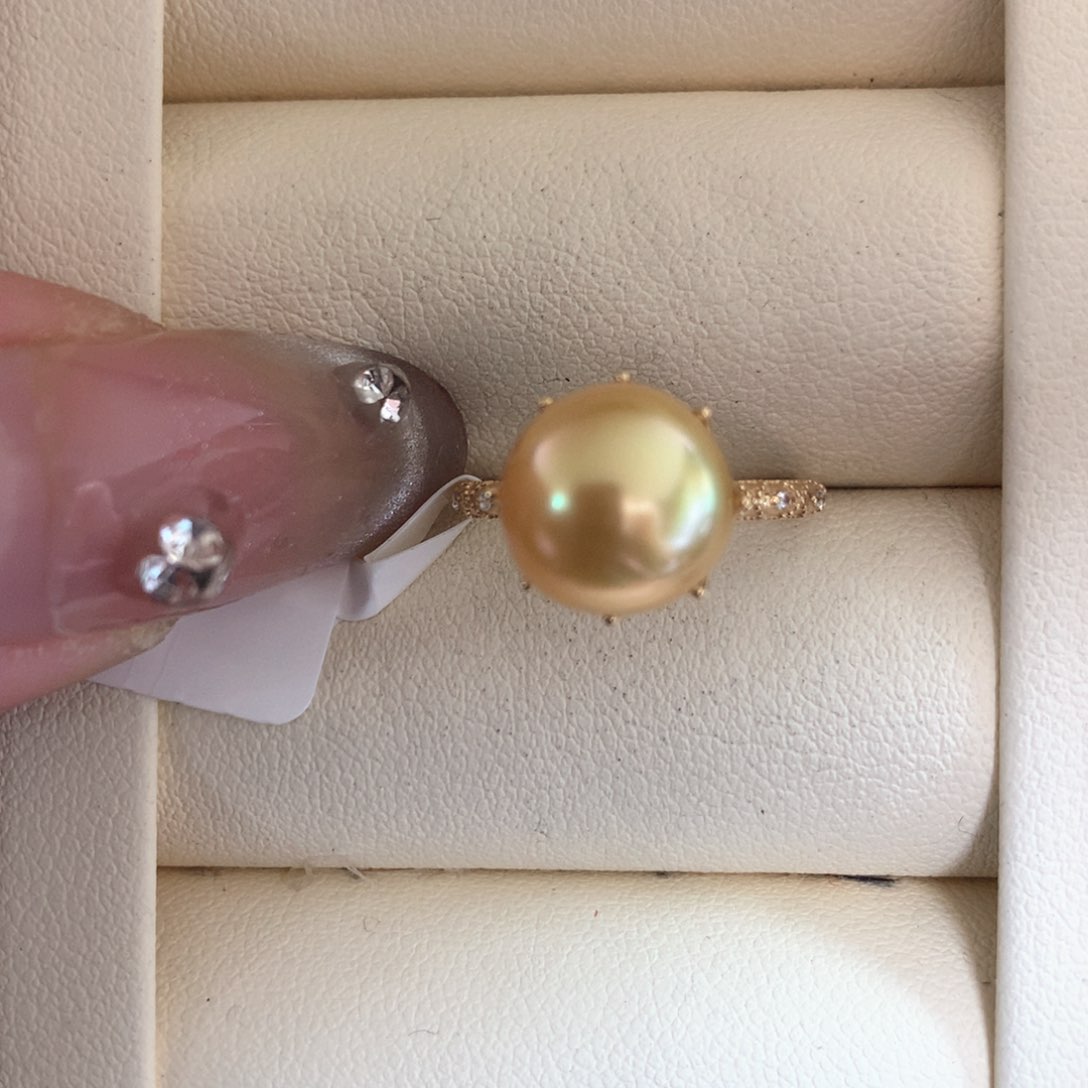 海水珍珠戒指18K金镶嵌