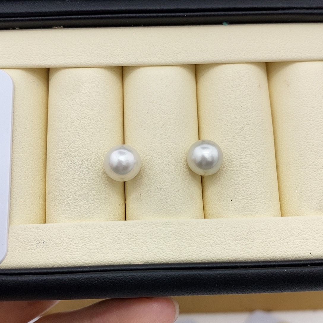 这***要海水珍珠耳饰未镶嵌9-10mm澳白对珠（无鉴赏）