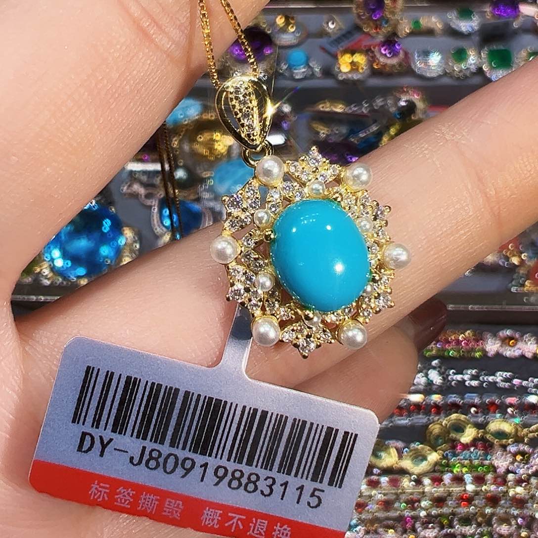 银S925镶嵌绿松石颈饰