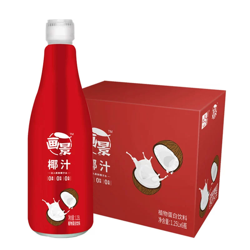 画景鲜椰子汁1.25L*6瓶整箱装大瓶生榨椰汁椰奶植物蛋白饮料饮品