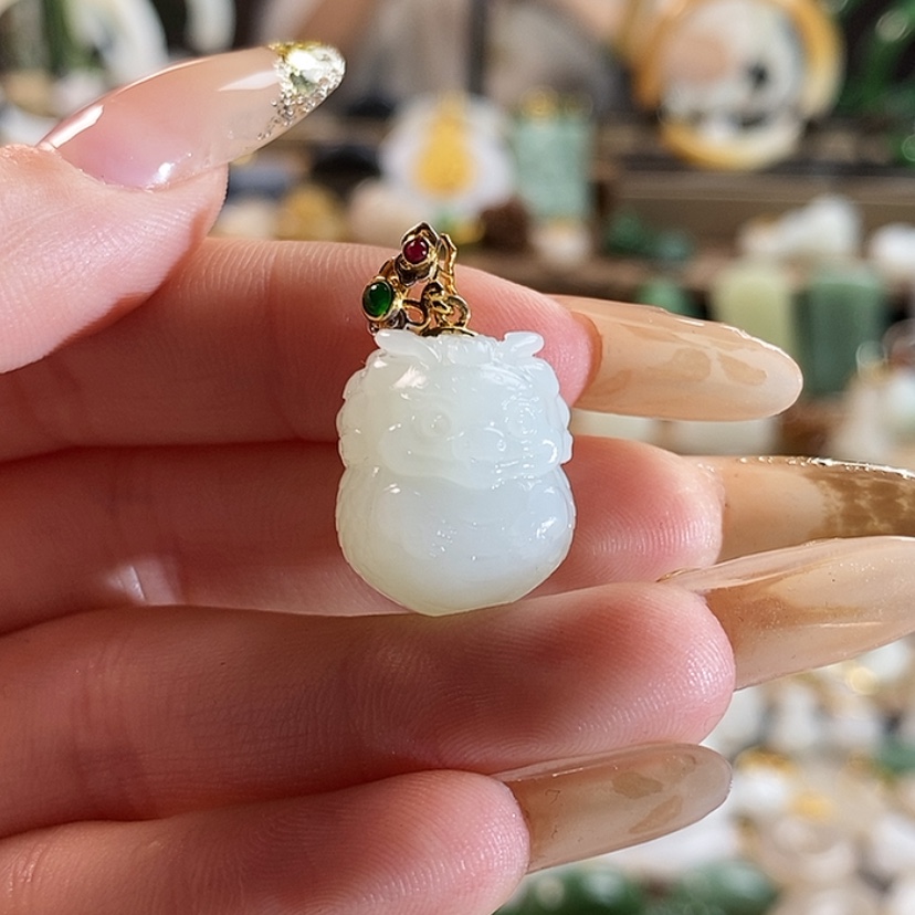 【闪购商品】和田玉吊坠18K金镶嵌