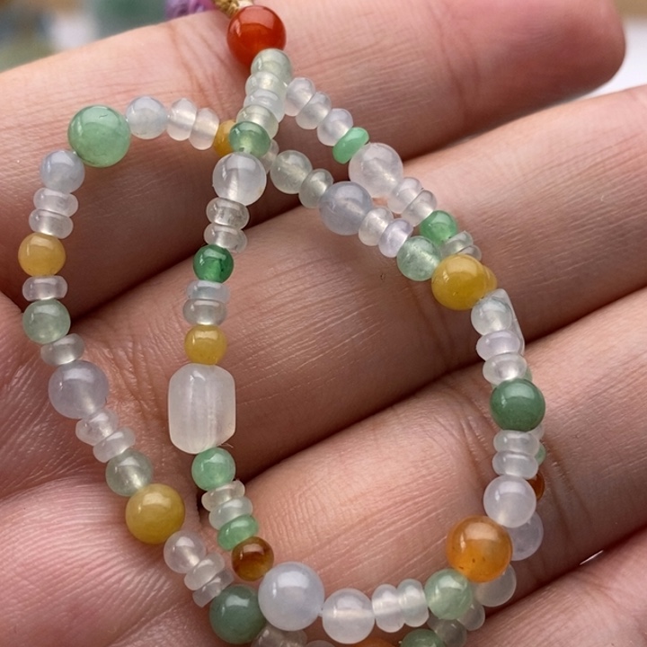 定制翡翠未镶嵌翡翠多宝珠链