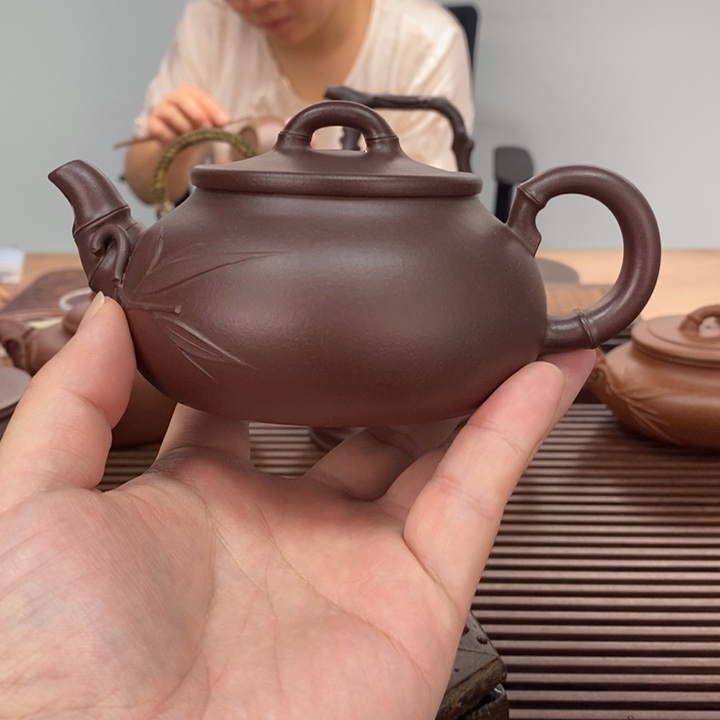 茶壶紫砂如意竹230毫升半手工