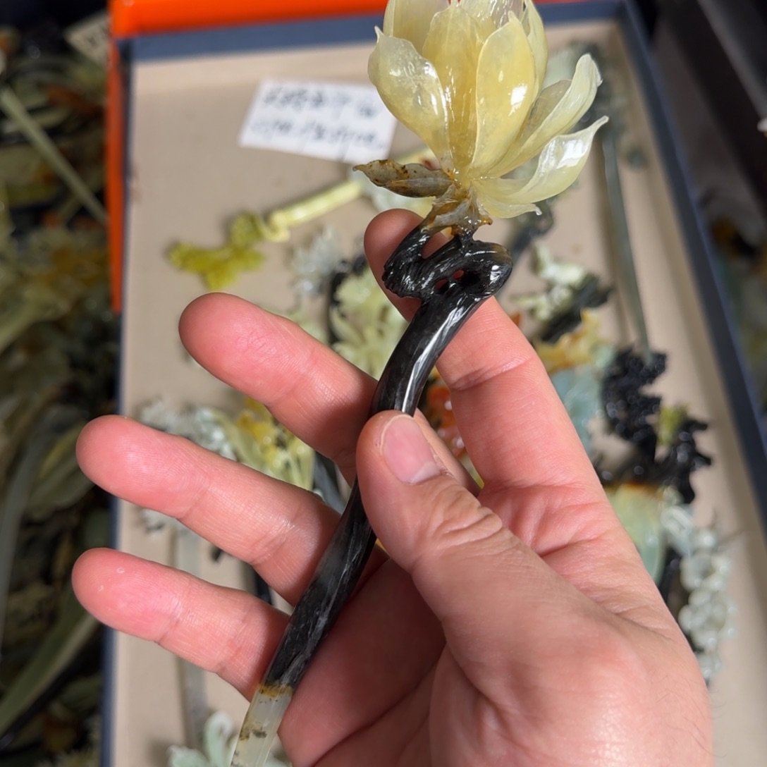 岫玉发饰未镶嵌拨****弦