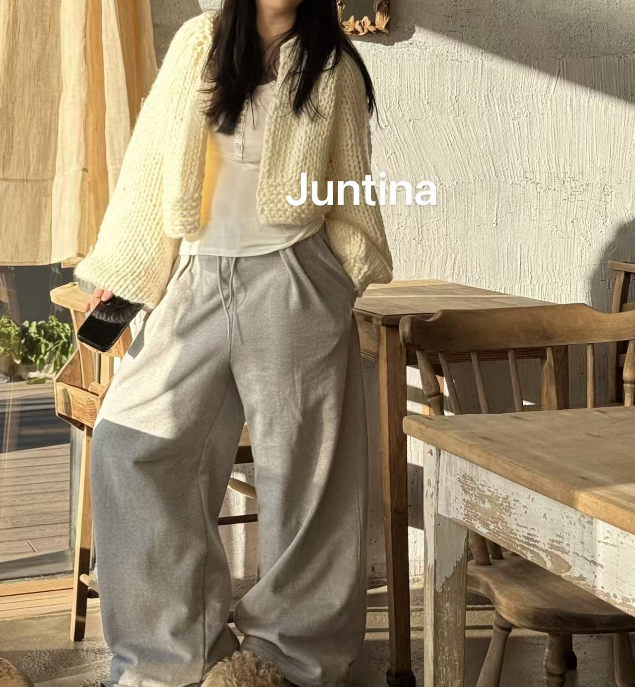 非金属布艺脚链 JUNTINA韩国进口显瘦阔版卫裤