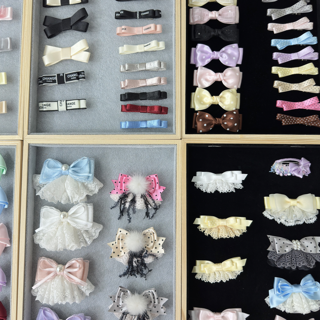 1-20连麦自选补差价链接可爱甜美裙摆发饰蝴蝶结边夹手工刘海夹