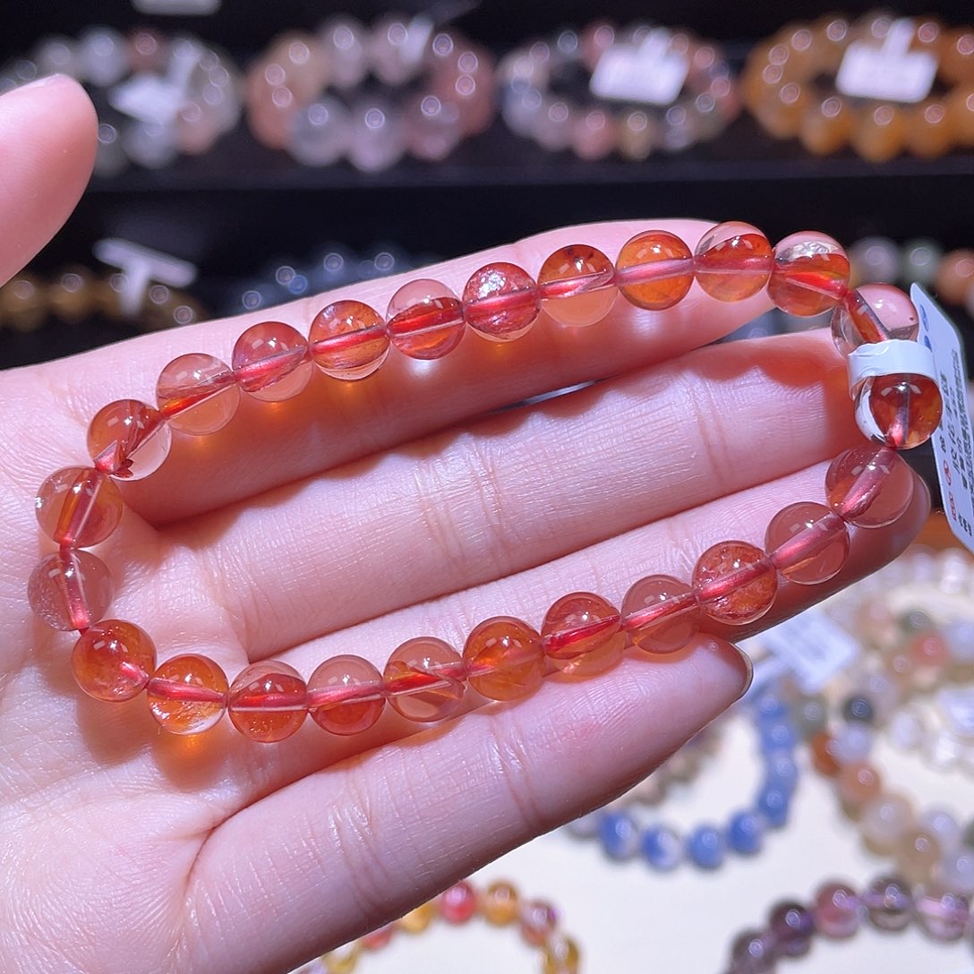 水晶手链未镶嵌浇花手链，晶体通透7.4