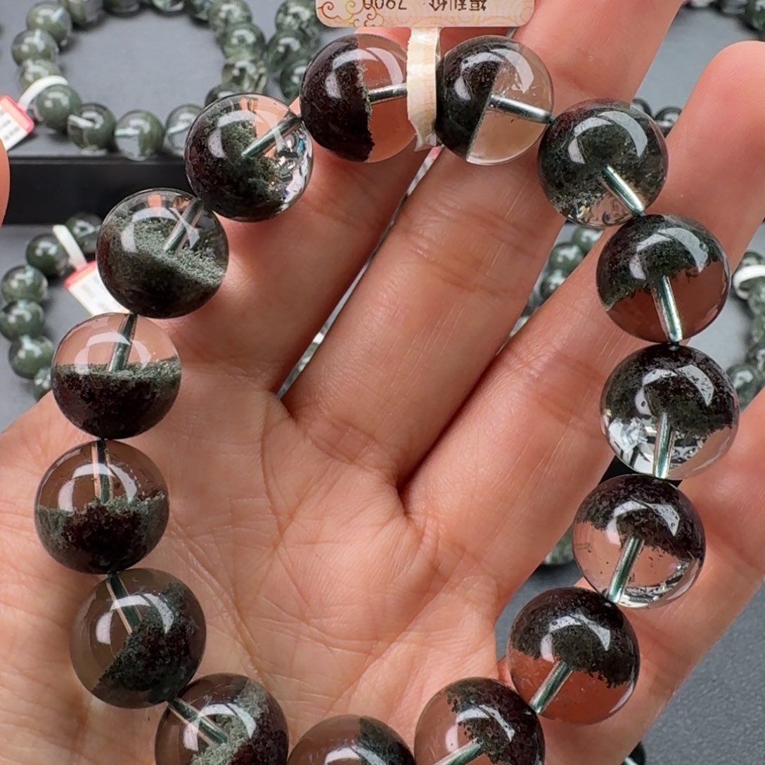 手链水晶未镶嵌天然绿幽灵聚宝盆14