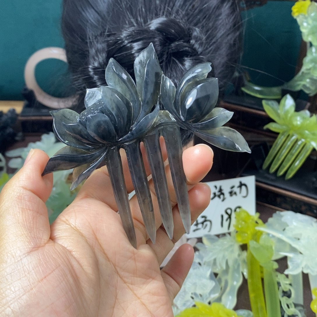 鱼****蛇纹石玉未镶嵌发饰