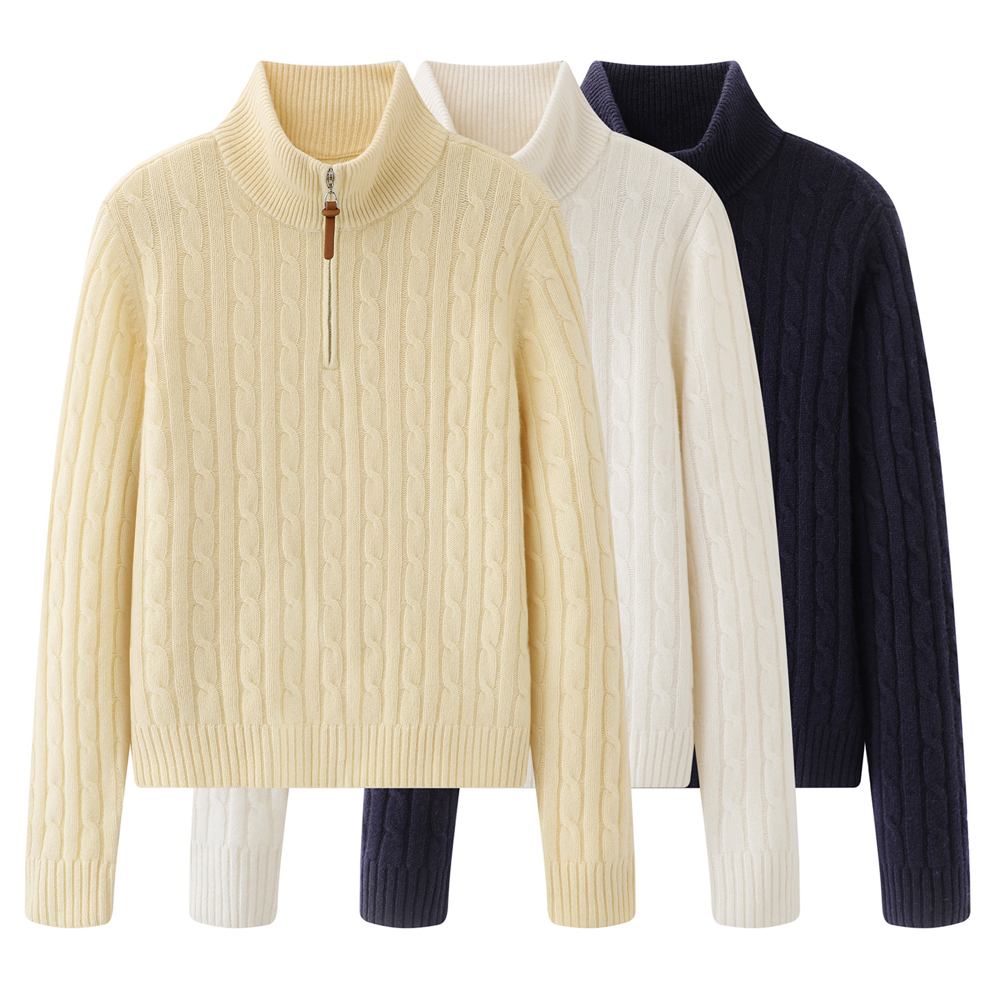 艾家商场同款立领毛针织衫绞花毛衫时尚百搭套头纯色打底衫0122