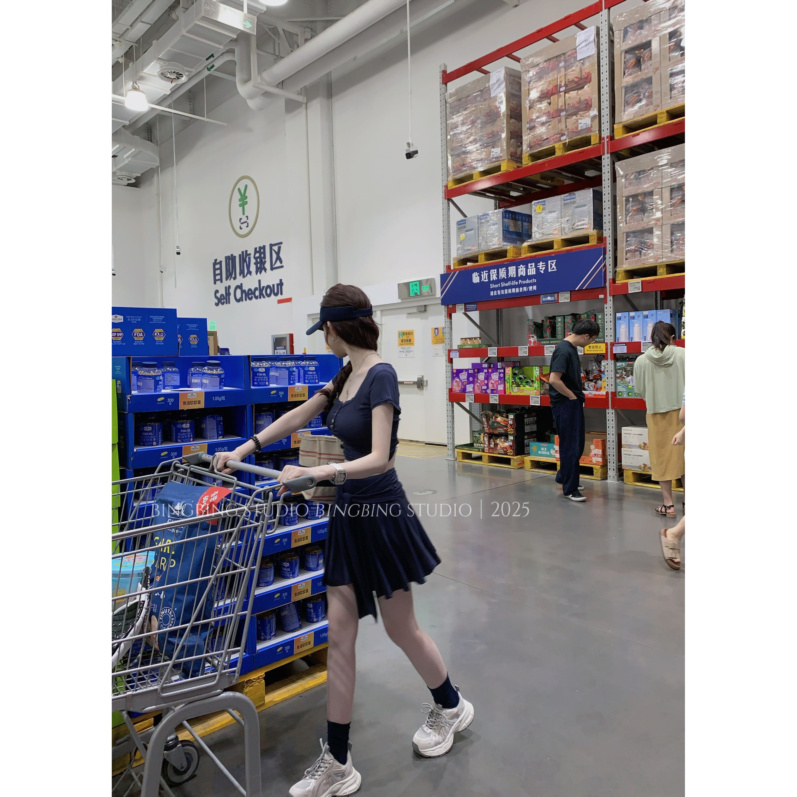 冰冰「首尔学姐」夏季时尚百搭洋气减龄休闲小众套装BBX5TX1616-TZ