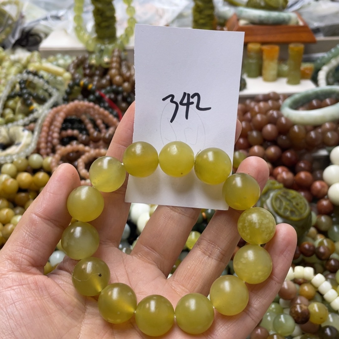 蛇纹石玉手链合金小*