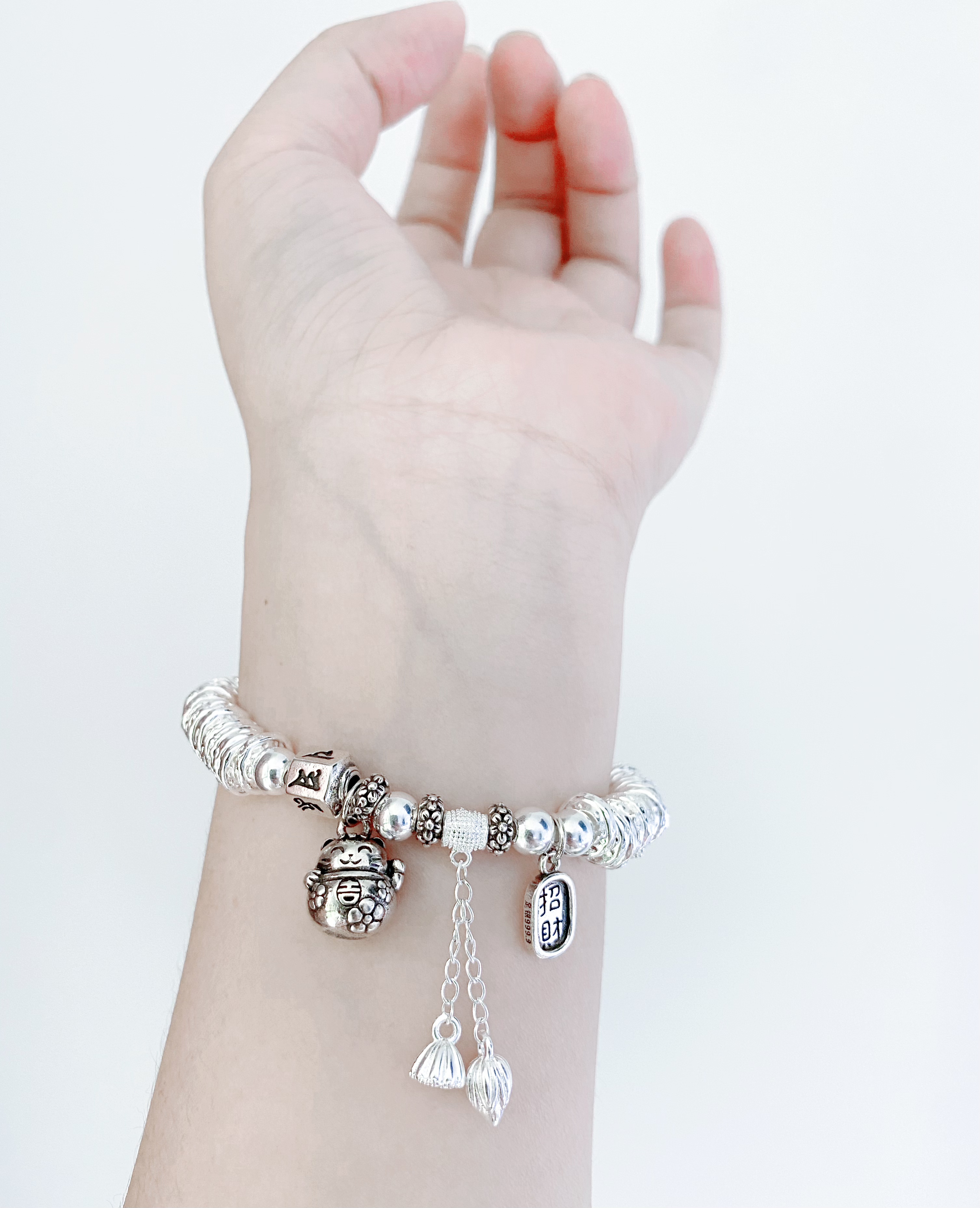 足银手链 9999+证书 招米猫盘缠手链  正品保障 