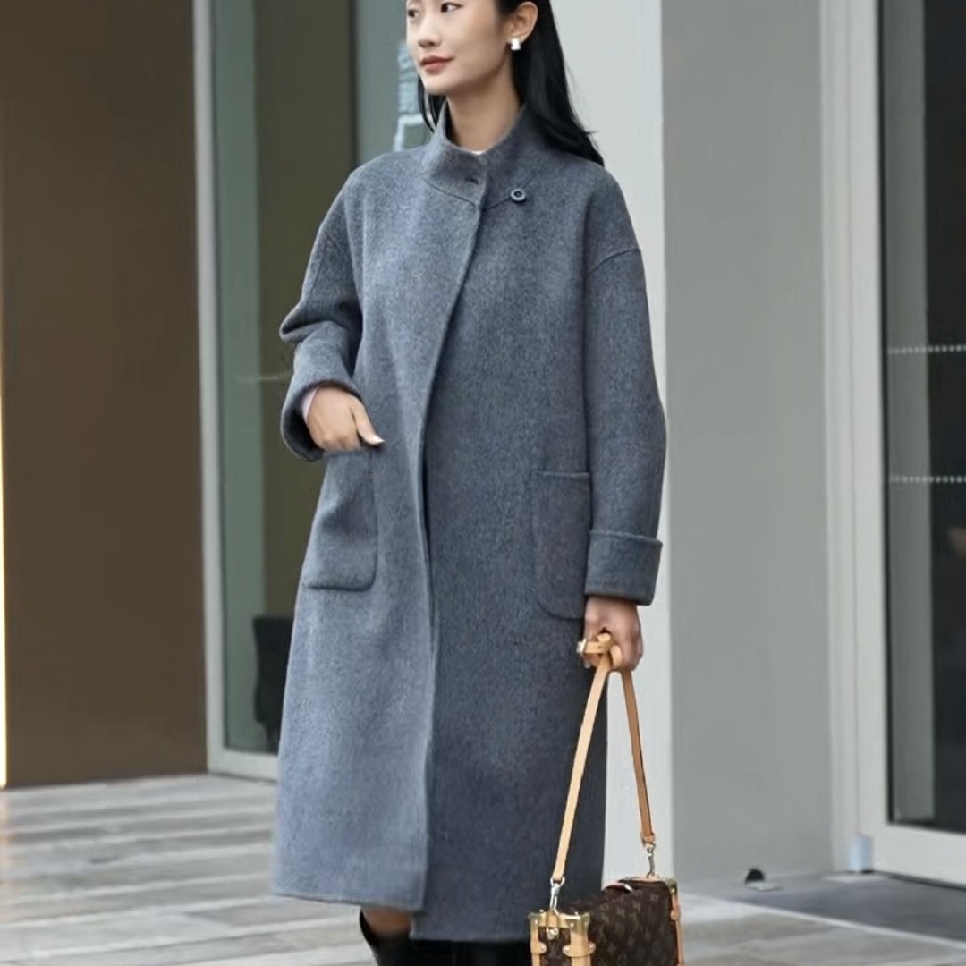 依恋家，中长款双面羊绒大衣