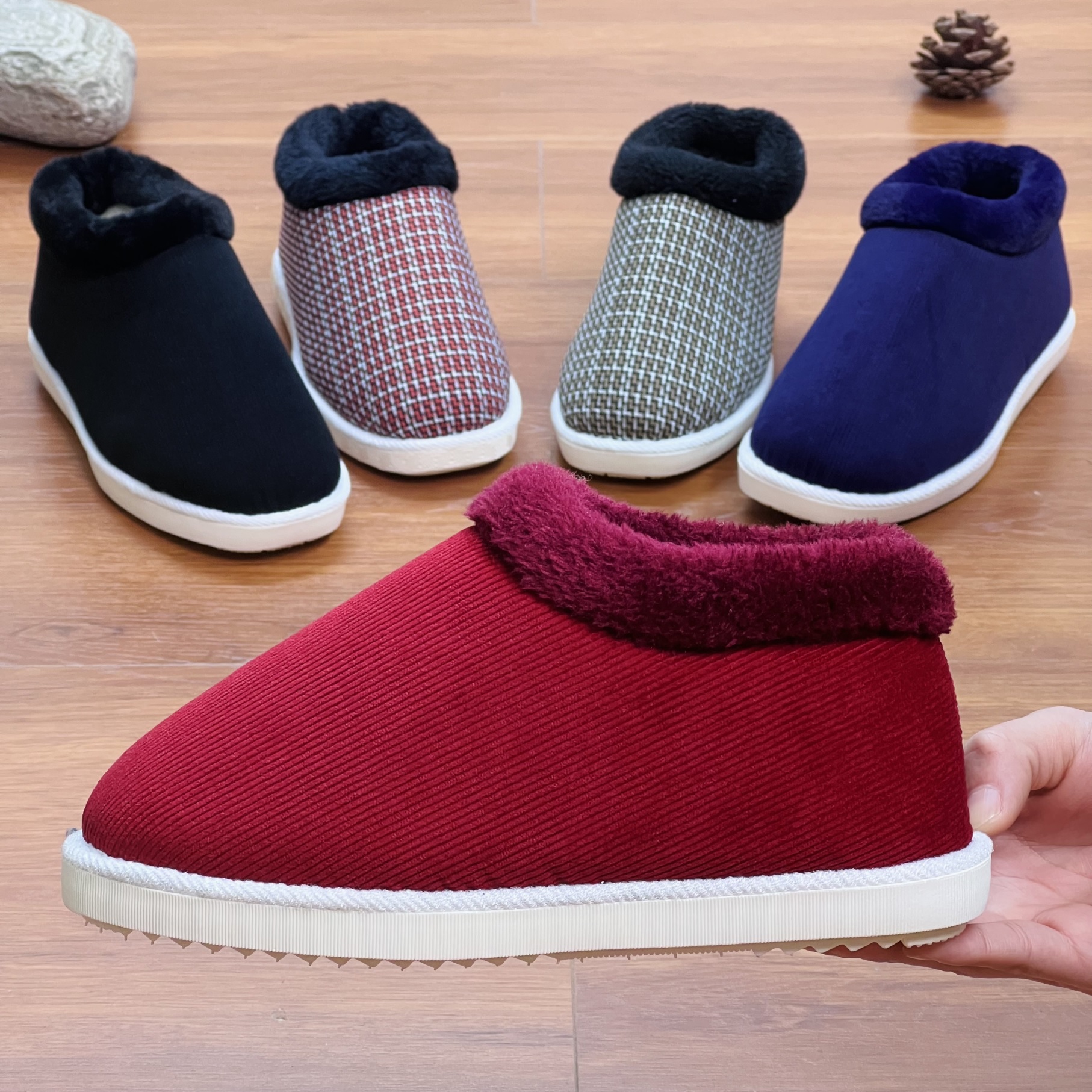 棉鞋（4号灯芯绒）冬季包跟加绒加厚保暖防滑情侣手工保暖鞋