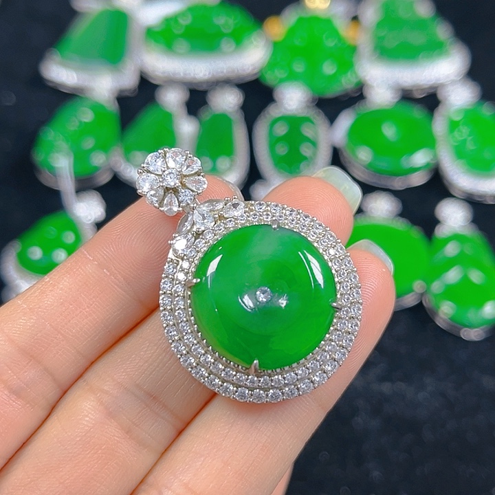 翡翠银S925镶嵌吊坠(不含链)