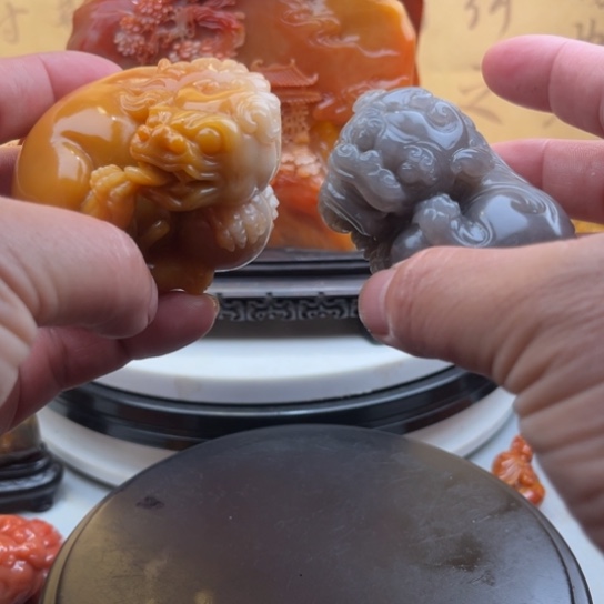 寿山石冰*手把件好看