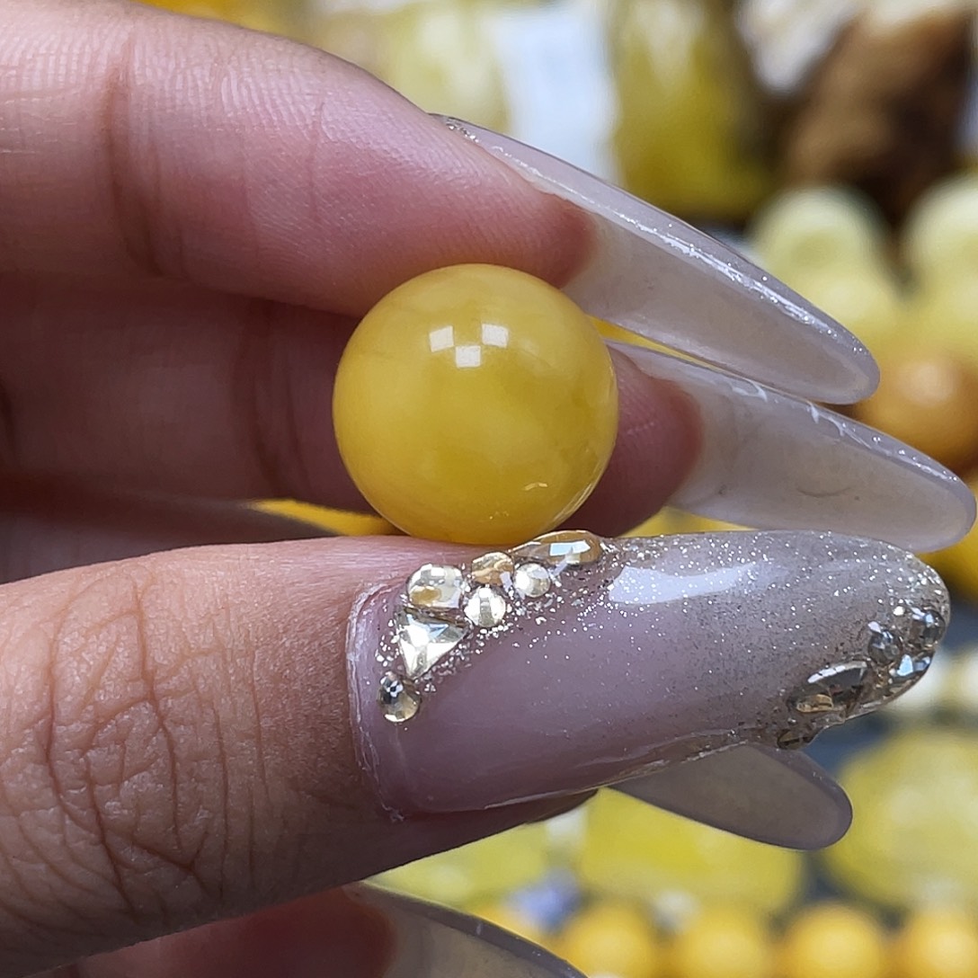 落***悔琥珀未镶嵌裸石13.0mm圆珠
