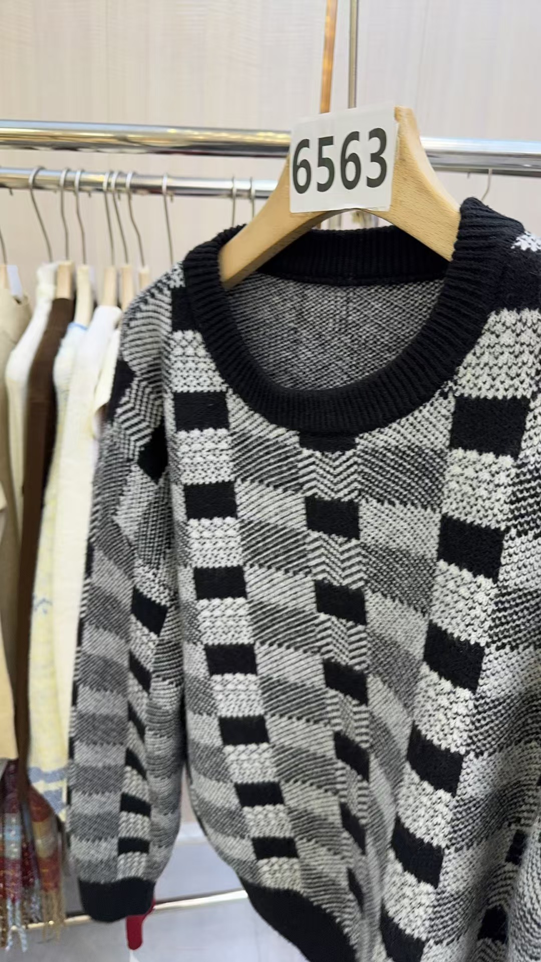 【菱格】6563秋冬新款设计感菱格圆领上衣