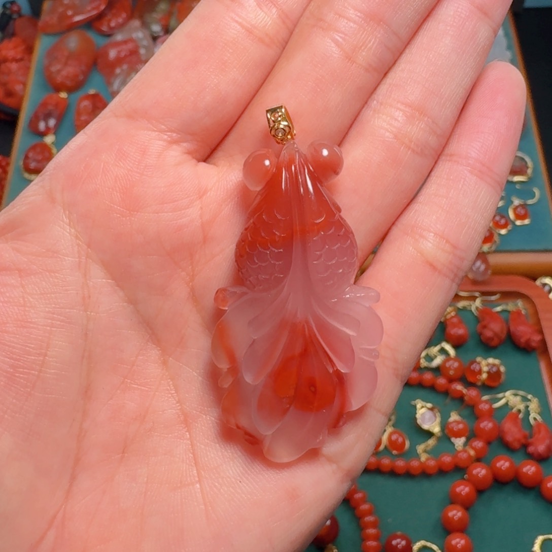 南红玛瑙南红18K金镶嵌