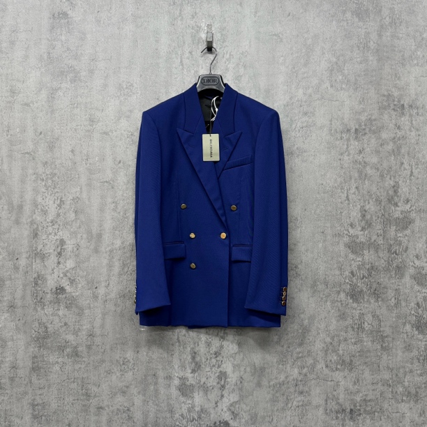 未使用 Balenciaga/巴黎世家 重磅五金Logo斜纹西装夹克/SK048/36