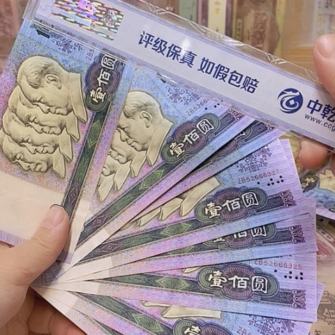 第四套人民币90100-8连号中间豹