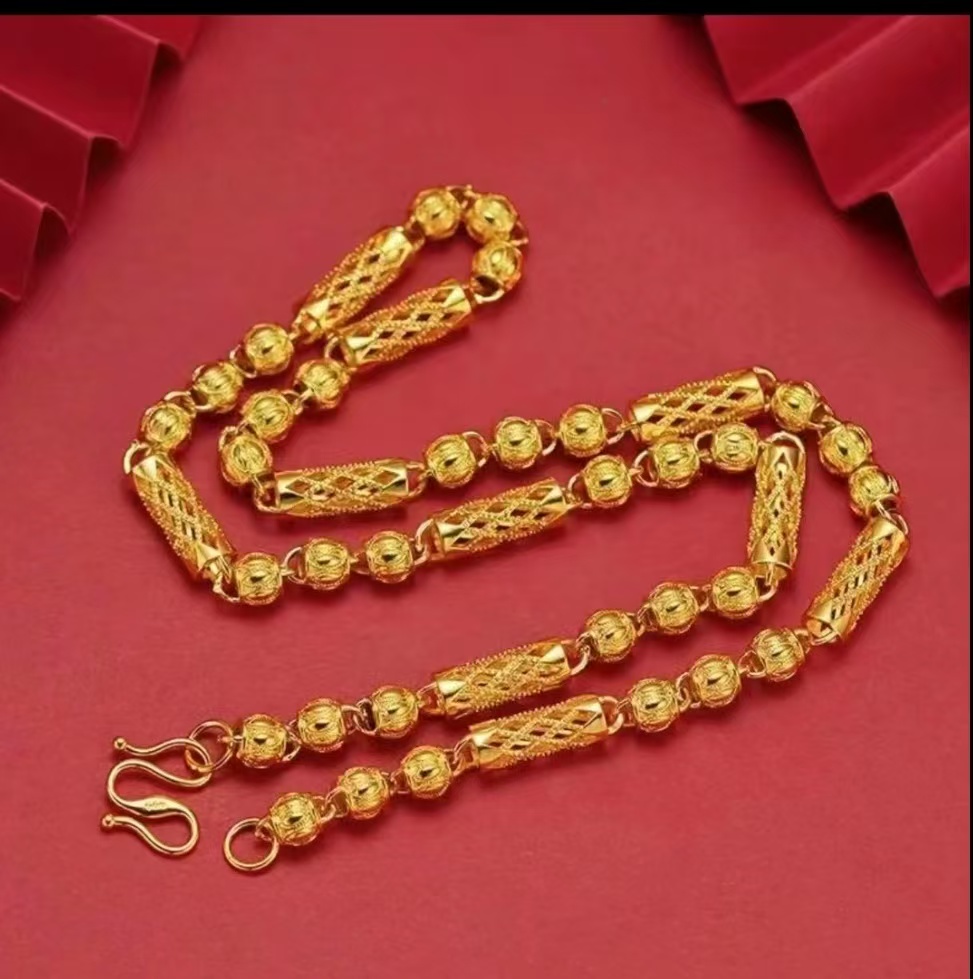 合金项链  2025【竹节镂空项链】新款时尚 气质 潮流 百搭 大气精工