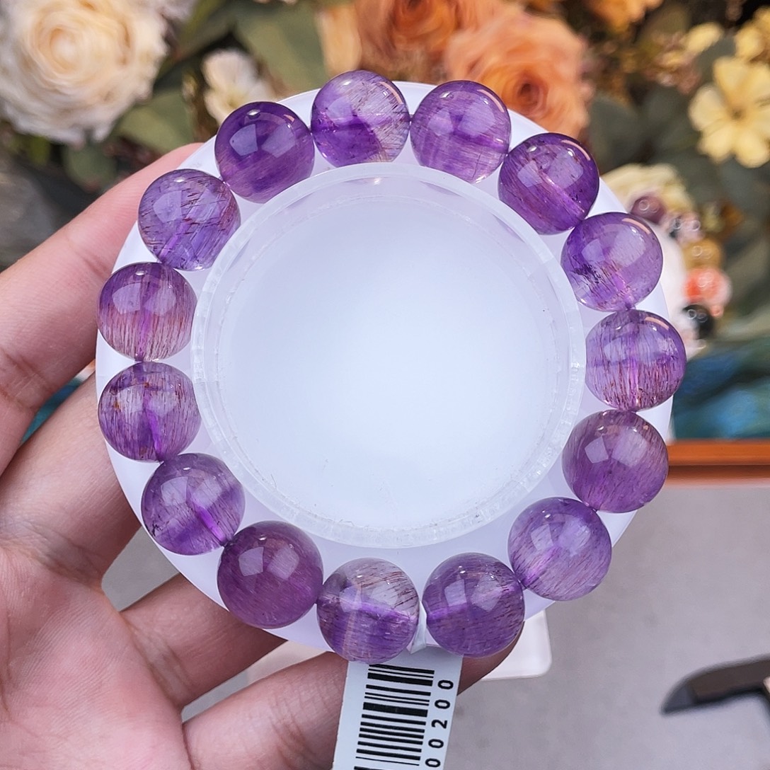 未镶嵌水晶手串紫粉超七13m