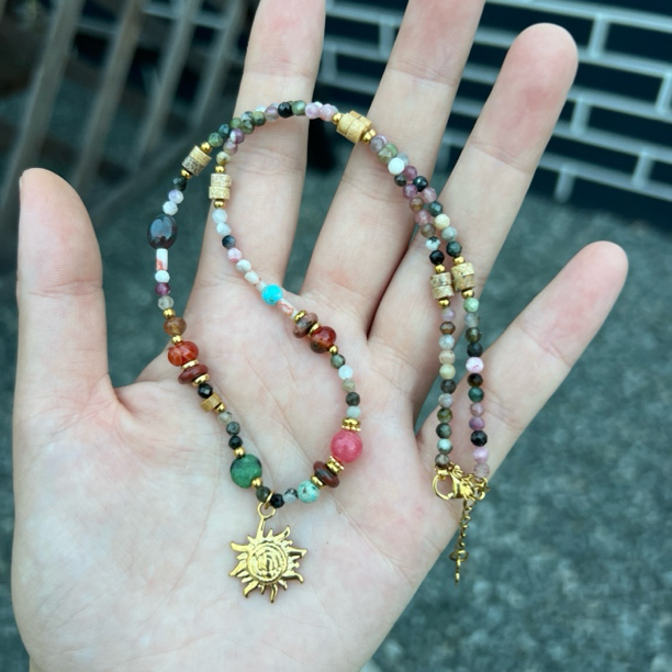 铜合金项链 多宝秘鲁太阳花手工配饰公主链百搭锁骨链颈链022饰品