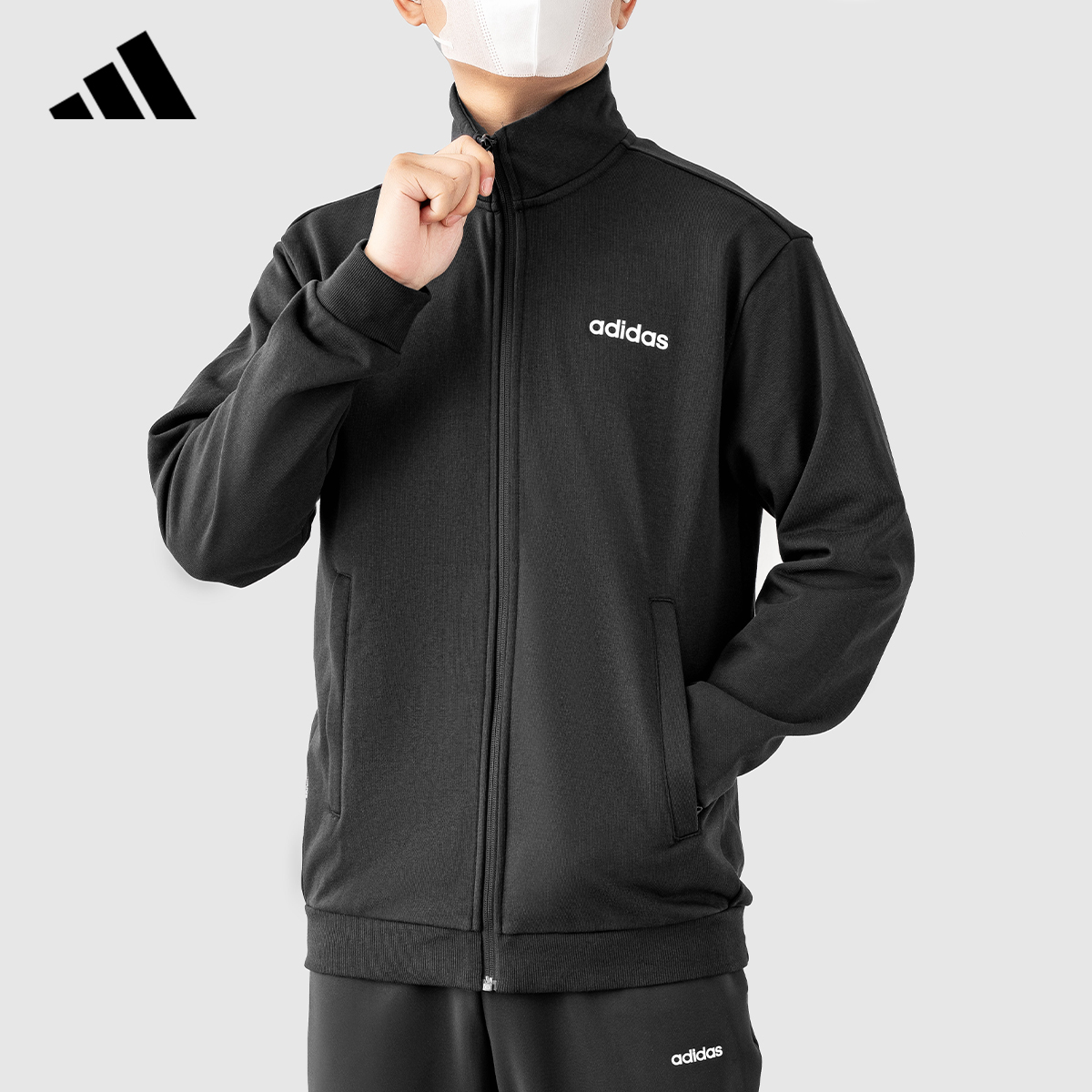 adidas/阿迪达斯夹克男子秋冬新款开衫立领运动休闲外套上衣男装
