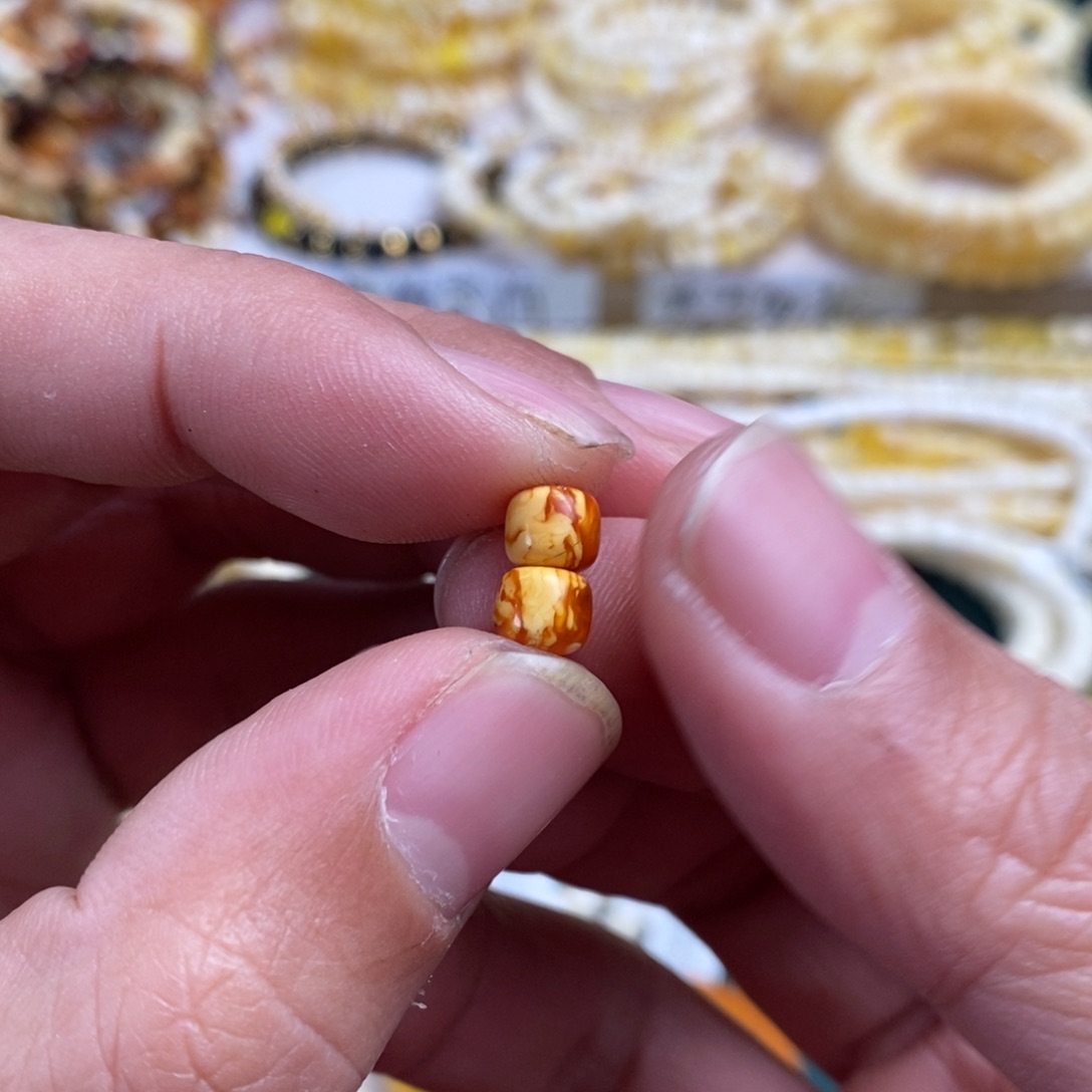 琥珀裸石未镶嵌6.3mm橘皮妖孽老花蜡