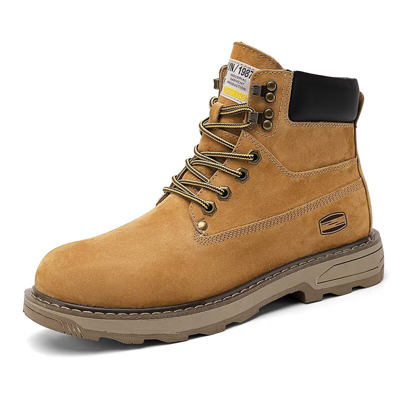 8098男士真皮大黄靴马丁靴运动风休闲风防滑车缝线系带英伦风