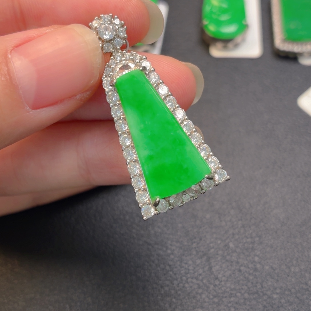 翡翠银S925镶嵌吊坠(不含链)