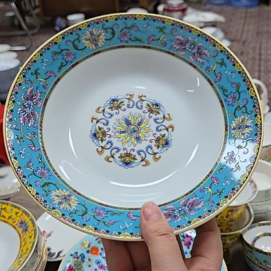 瓷片微瑕珐琅彩8寸4个深盘6666666