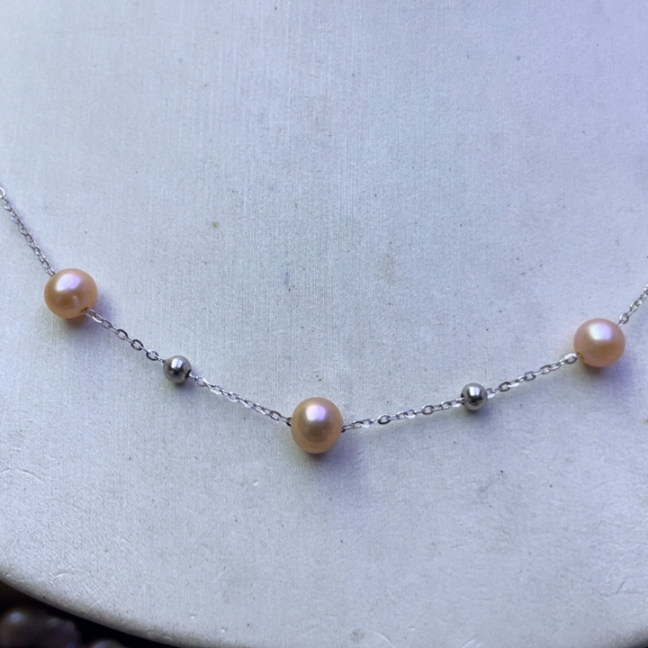 淡水珍珠项链银S925镶嵌