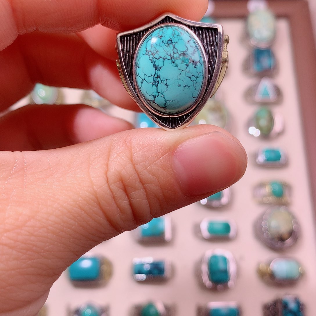 绿松石银S925镶嵌挂件