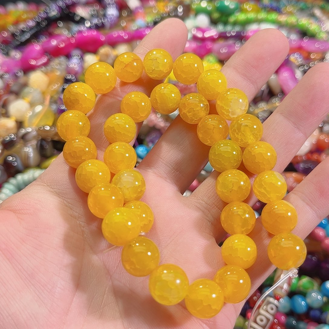 玛瑙/玉髓未镶嵌珠宝半成品黄龙鳞玛瑙一条12mm