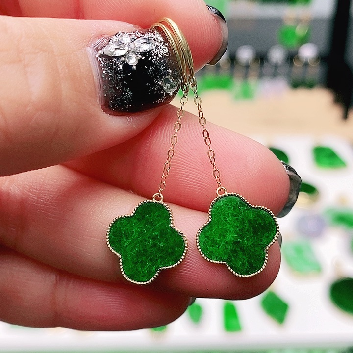 翡翠18K金镶嵌耳饰飘****你耳饰