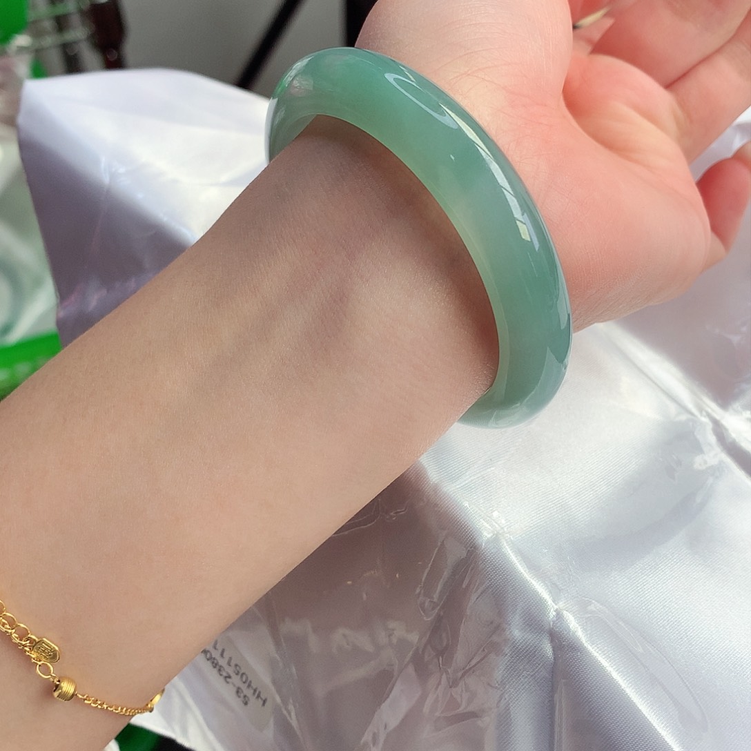翡翠手镯未镶嵌天然A货翡翠53/54主播强推款