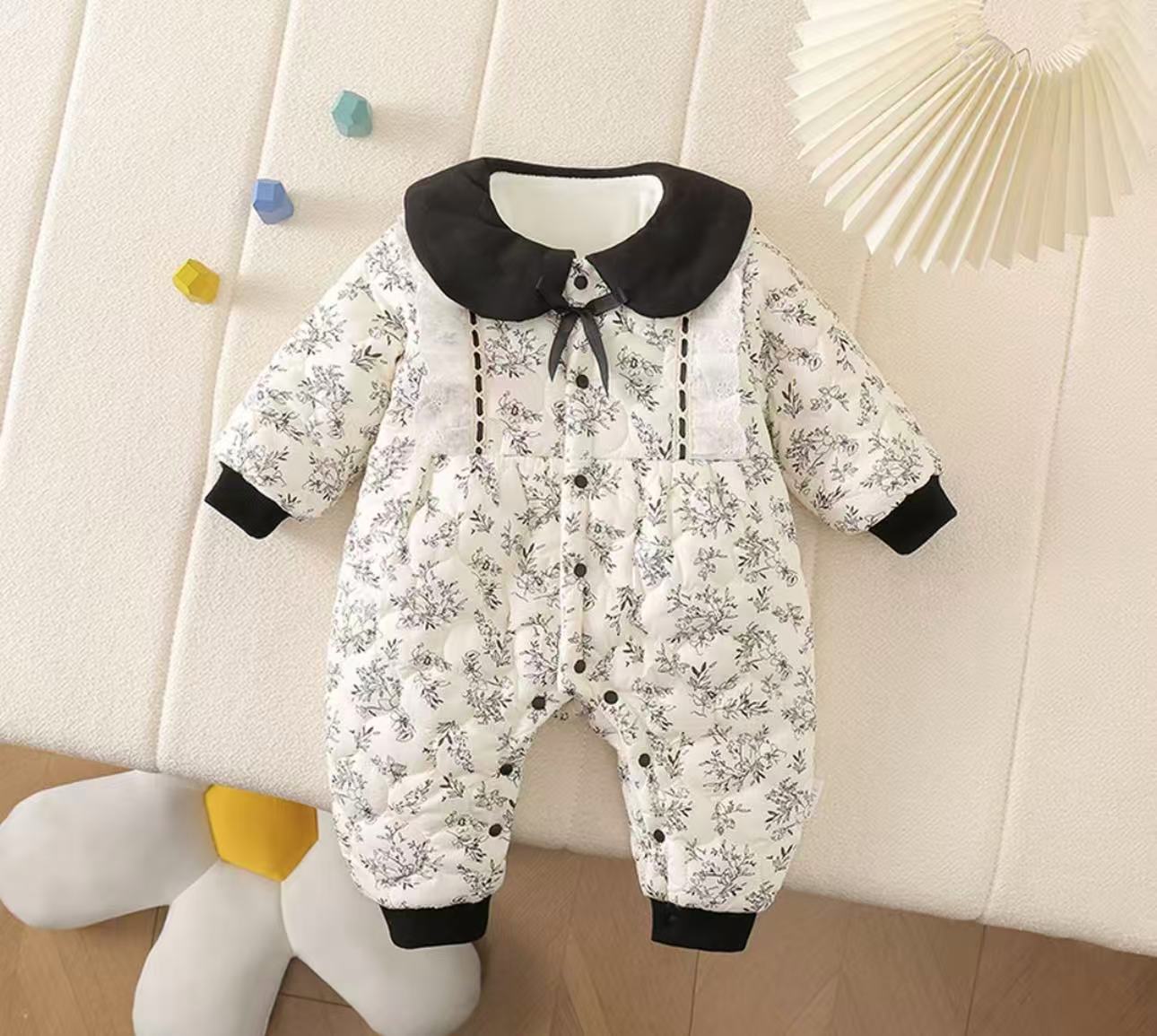 保暖可爱风波点透气婴儿爬服哈衣幼儿女新生儿女宝