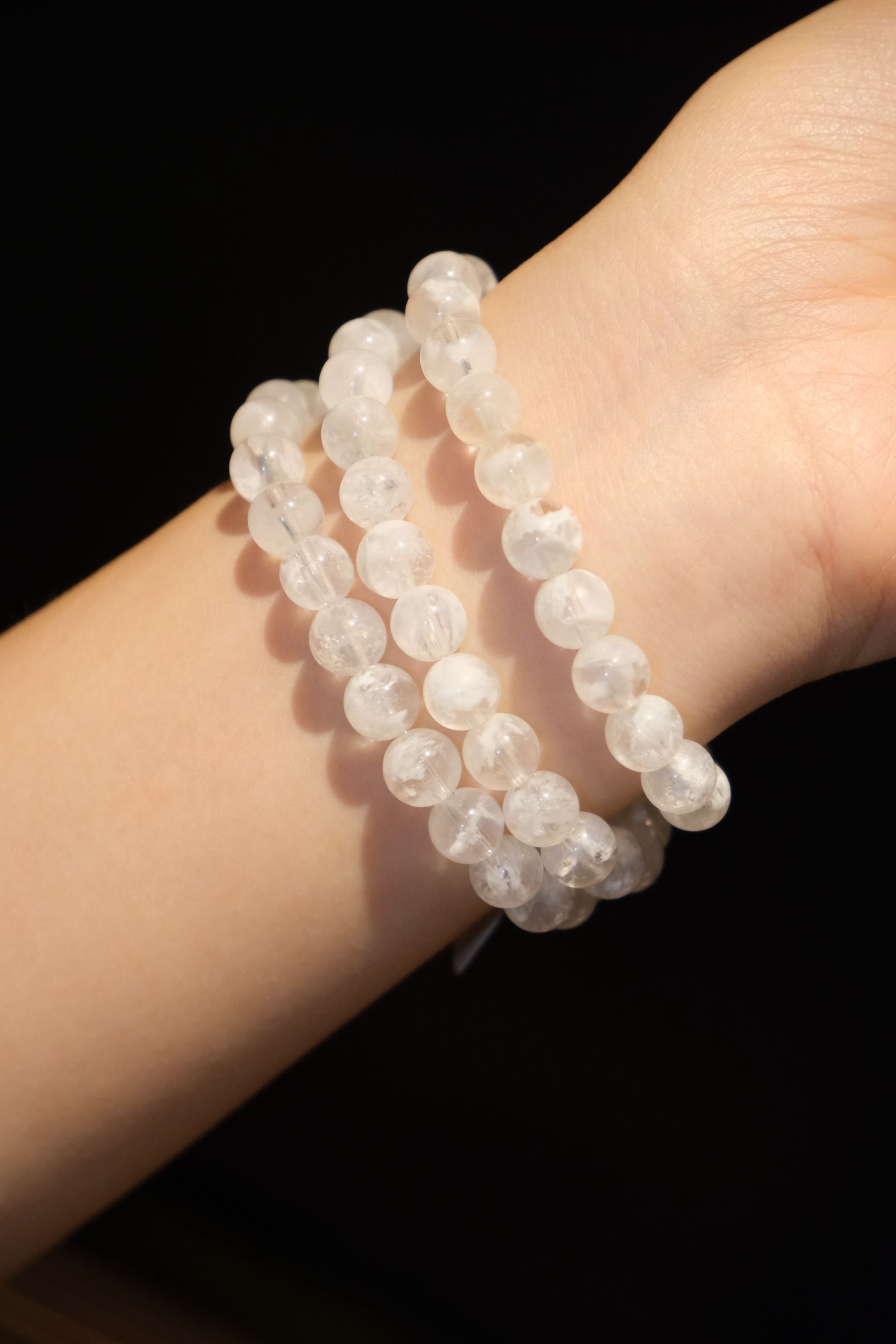 高品雪花幽灵三圈/17手围天然水晶情侣手串