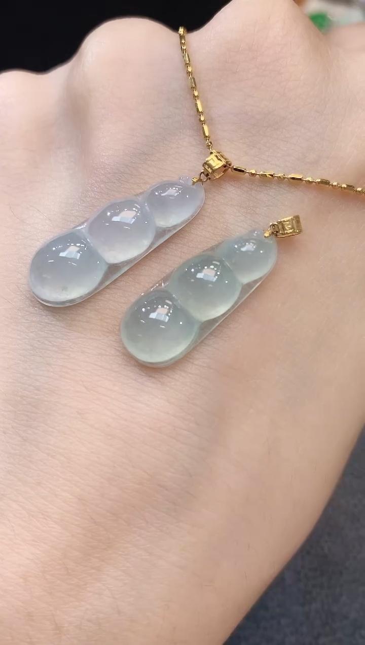 【云中意】18K金镶嵌冰豆子翡翠（不含链）多样性发货一件 ty