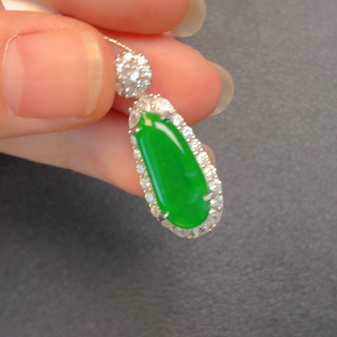 翡翠银S925镶嵌吊坠(不含链)